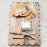 Creative Co-op MANGO WOOD SCALLOPED CHEESE BOARD WITH KNIFE