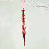Raz Imports GLASS FINIAL ORNAMENT Red 10.75 B
