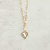 Virtue GOLD CZ TRIM HEART PAPERLCIP NECKLACE Shell