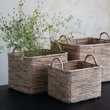 Creative Co-op WATER HYACINTH NESTING BASKET WITH HANDLES
