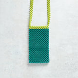 Creative Co-op BEADED TWO TONE CROSSBODY PHONE CASE Matte Emerald