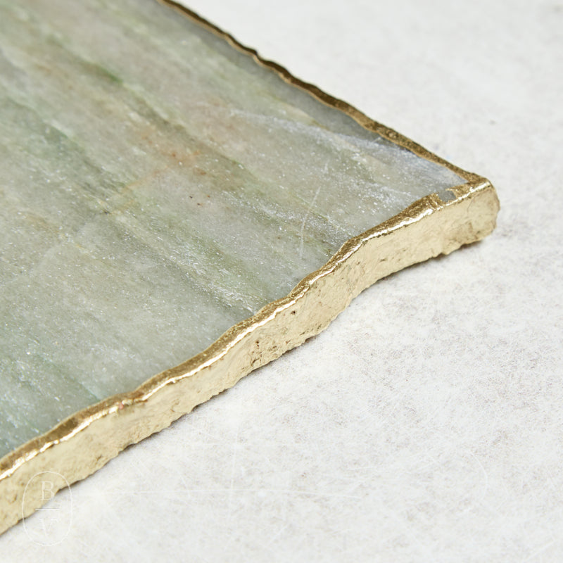 Creative Co-op GOLD EDGE AGATE TRAY