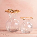 Mudpie GOLD EDGE RUFFLE GLASS VASE