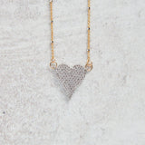 CV Designs PAVE HEART DROP NECKLACE - CVNPAVE