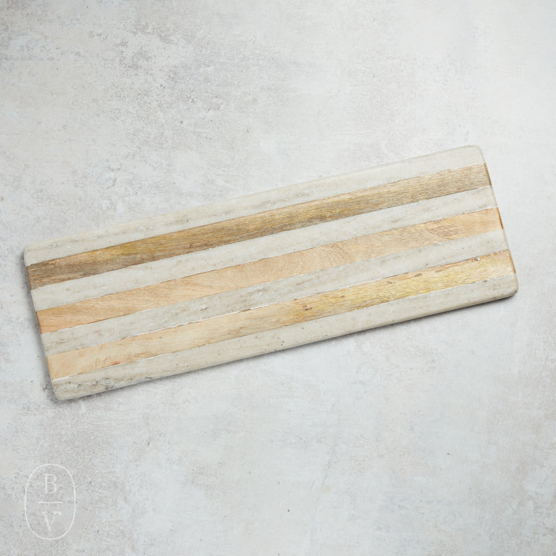 Creative Co-op MARBLE AND MANGO STRIPED WOOD CHEESE CUTTING BOARD