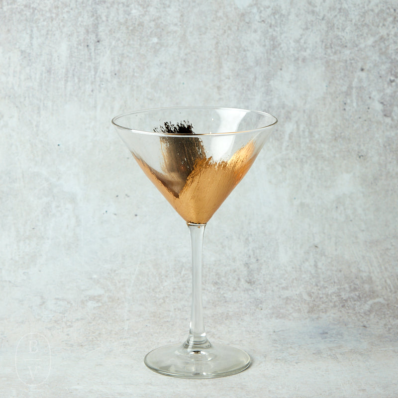 Elm Design HAND PAINTED GOLD LEAF STEMMED MARTINI GLASS