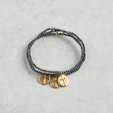 eNewton Design FACETED HEMATITE INSPIRE SMALL GOLD CHARM BRACELET