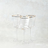 Zodax APERITIVO TRIANGULAR WINE GLASS Clear Gold Rim