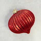 GLASS RIBBED ORNAMENT