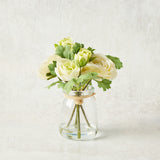 K and K Interiors RANUNCULUS IN GLASS VASE WITH WATER White 6.75