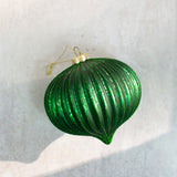GLASS RIBBED ORNAMENT