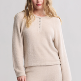 Barefoot Dreams COZYCHIC LITE TEXTURED RAGLAN SLEEVE HENLEY Stone