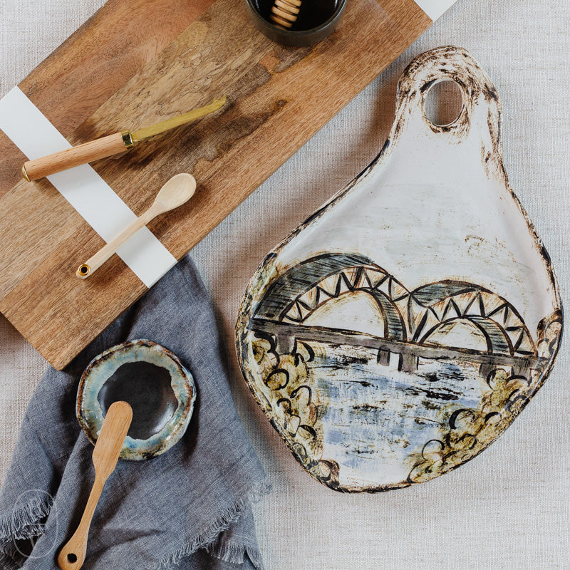 Etta B Pottery MEMPHIS BRIDGE CHEESE TRAY