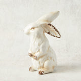 K and K Interiors CERAMIC BUNNY Vintage White 7 Standing