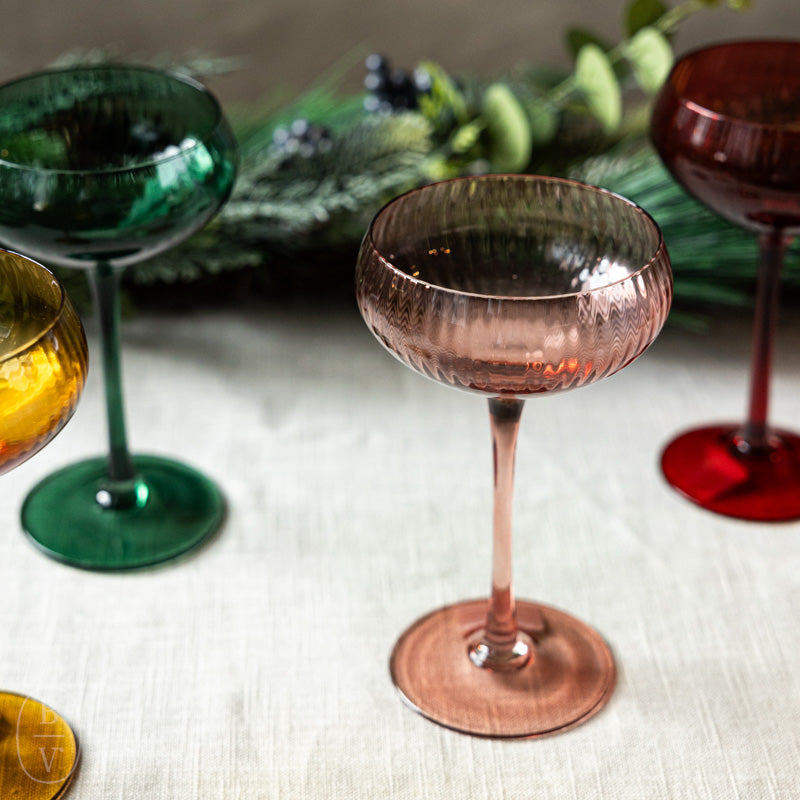 Creative Co-op HOLIDAY STEMMED CHAMPAGNE COUPE GLASS