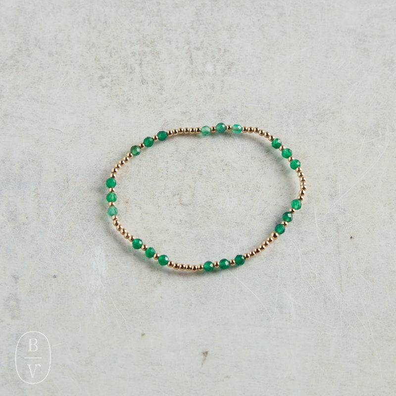 eNewton Design GEMSTONE JOY PATTERN BEAD BRACELET Green Onyx 3mm