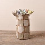 Dixie Pottery VASE NO 2 WITH 5 FLOWERS Mocha Check