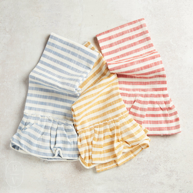 Creative Co-op COTTON STRIPED TEA TOWEL WITH RUFFLE