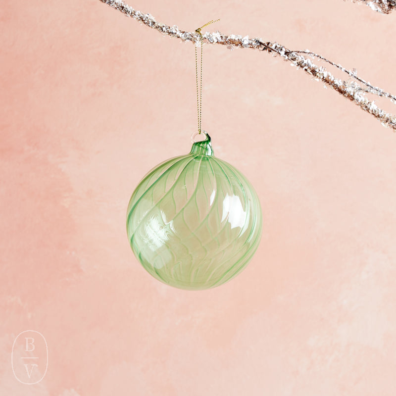 Raz Imports GREEN BLOWN GLASS ORNAMENT Round