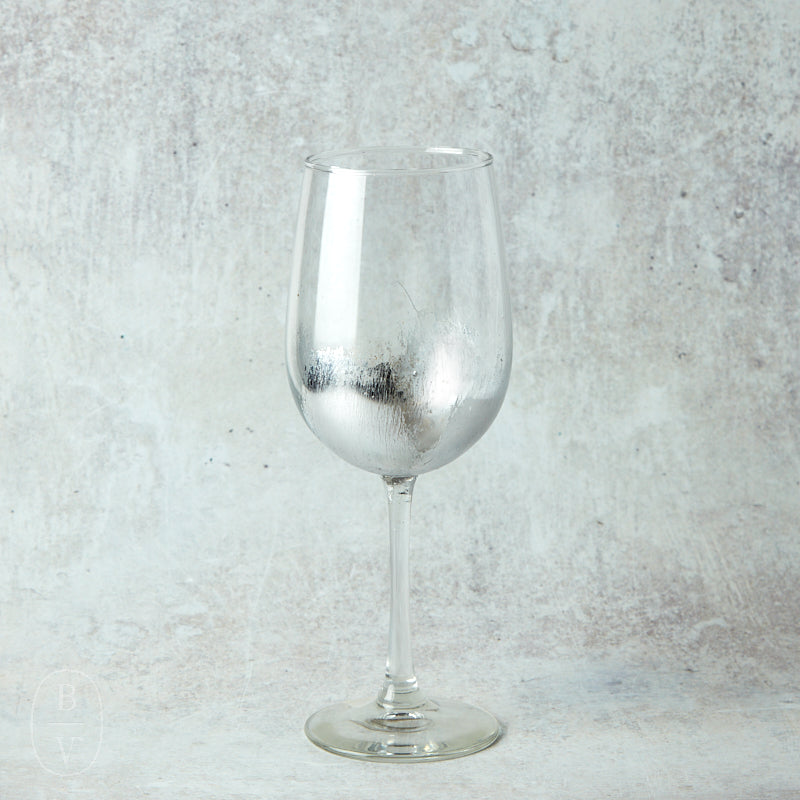 Elm Design HAND PAINTED SILVER LEAF STEMMED WHITE WINE GLASS