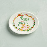 Creative Co-op STONEWARE DISH WITH HOLIDAY MESSAGE Peace On Earth