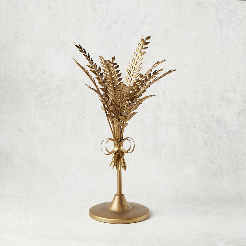 K and K Interiors METAL WHEAT TAPER CANDLEHOLDER Gold 11.5