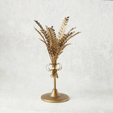 K and K Interiors METAL WHEAT TAPER CANDLEHOLDER Gold 11.5