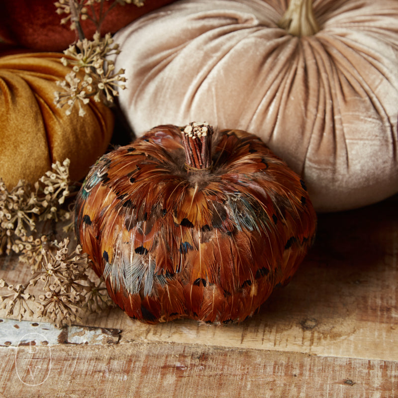 K and K Interiors VELVET STUFFED PUMPKIN