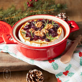 Creative Co-op STONEWARE BRIE BAKER WITH WOOD TREE SHAPED SPREADER