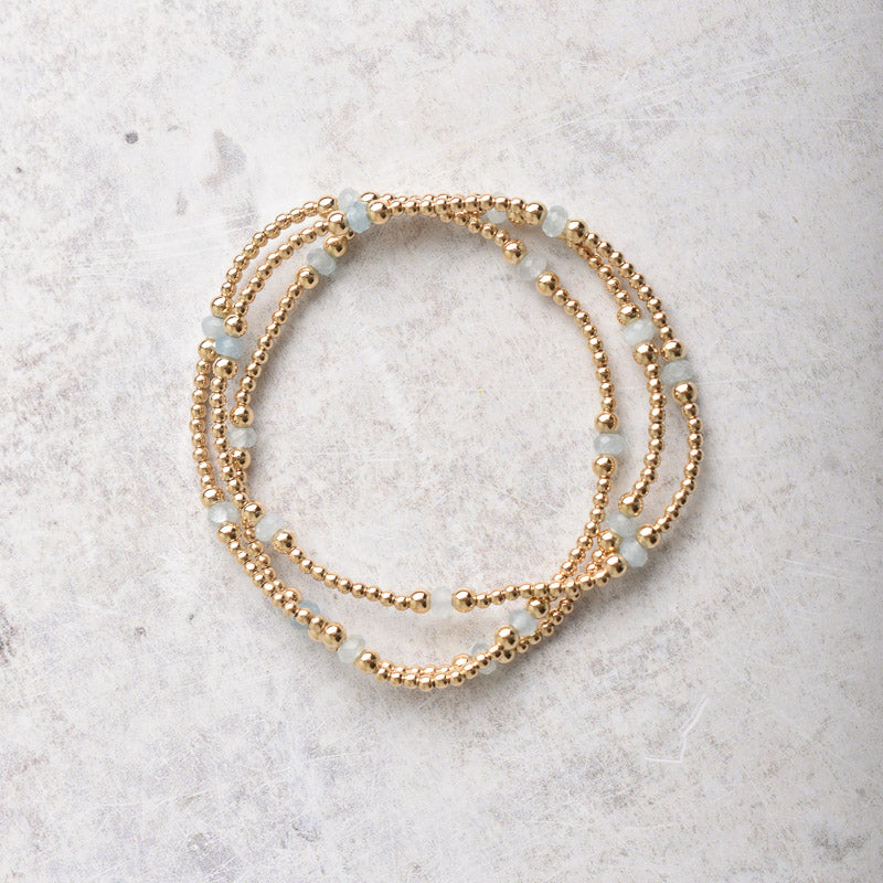 eNewton Design PURPOSE GEMSTONE GOLD BRACELET Aquamarine 4mm