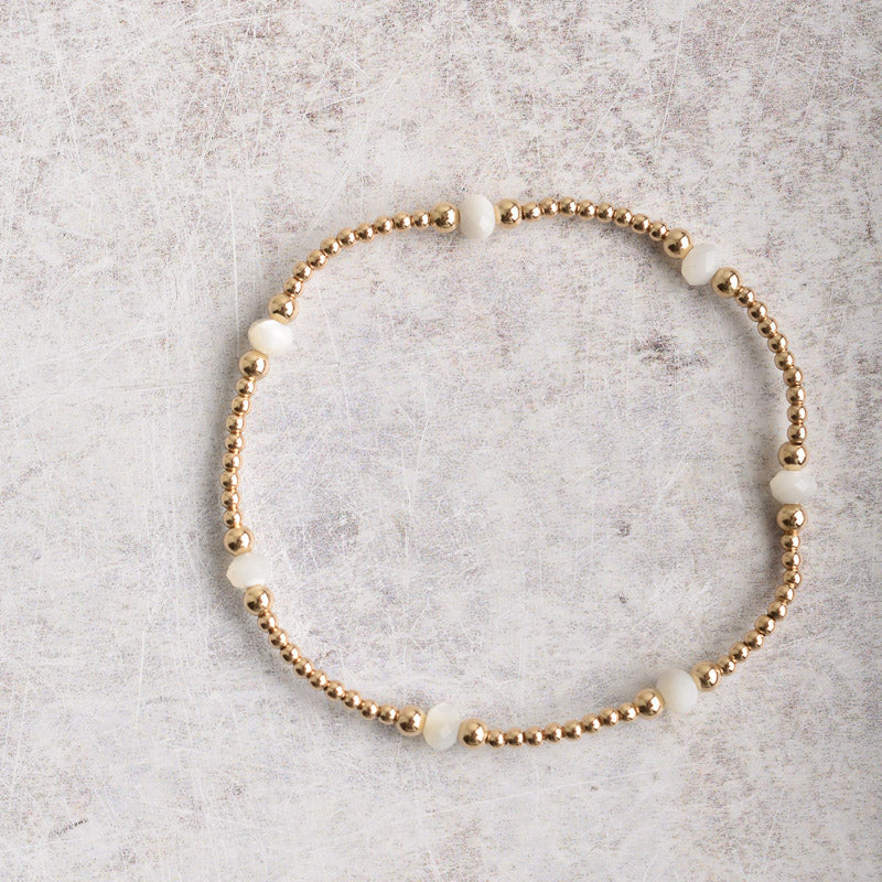 eNewton Design PURPOSE GEMSTONE GOLD BRACELET Mother of Pearl 4mm