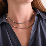 eNewton Design PURPOSE PEARL BEADED CHOKER 4mm Silver Faceted Hematite