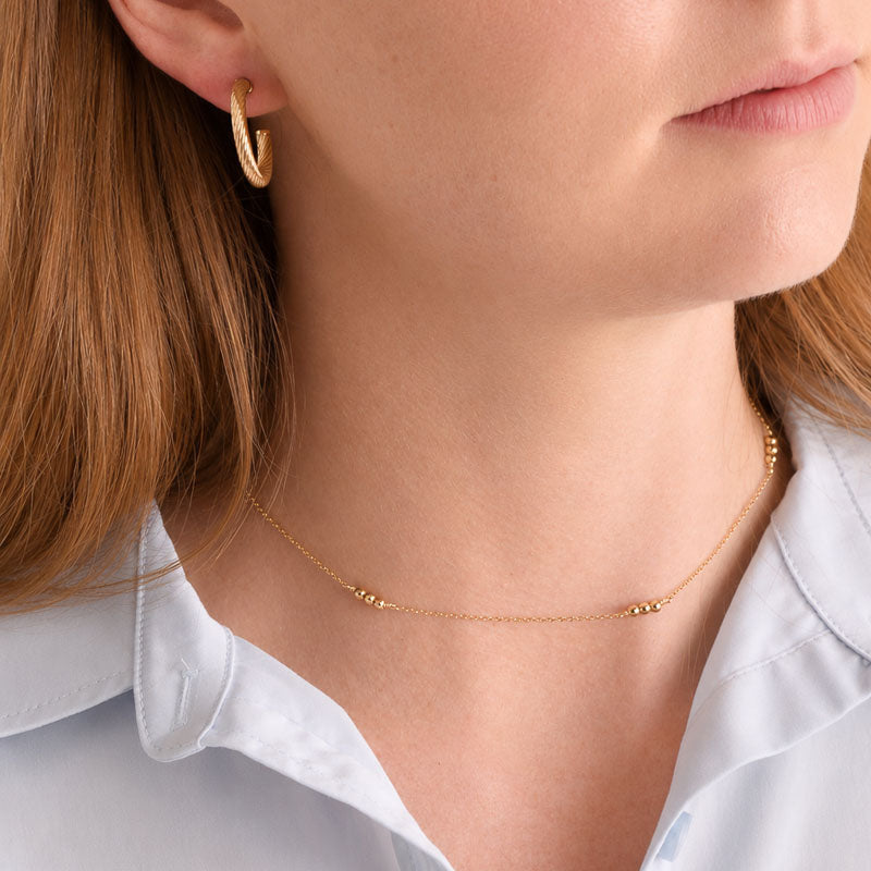 eNewton Design ROUND GOLD TEXTURED TWIST POST HOOP