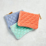 Creative Co-op METALLIC THREAD QUILTED COTTON VELVET POUCH