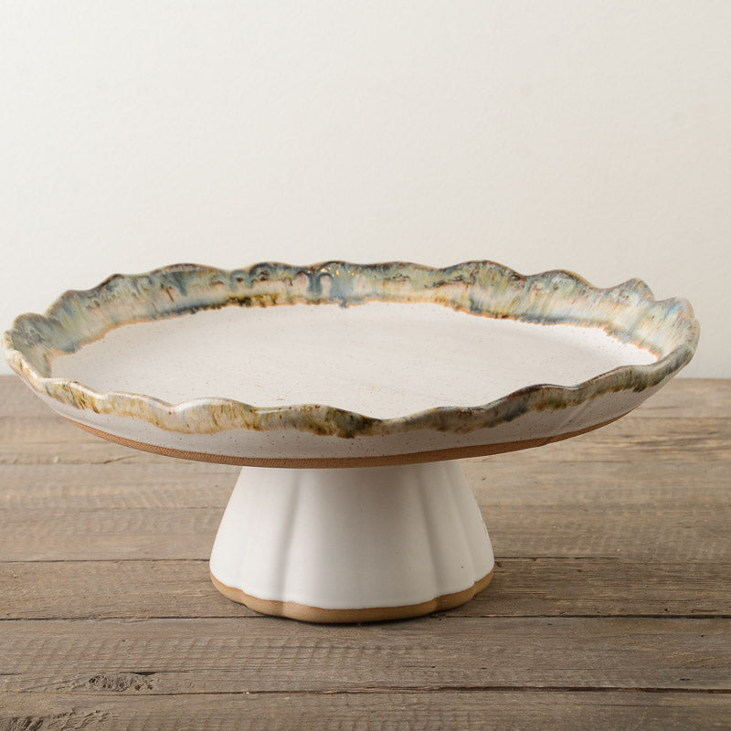 Etta B Pottery FLIRTY EDGE CAKE STAND Magnolia
