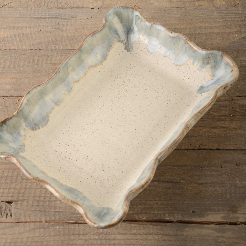 Etta B Pottery WAVED RECTANGLE BAKER Oasis