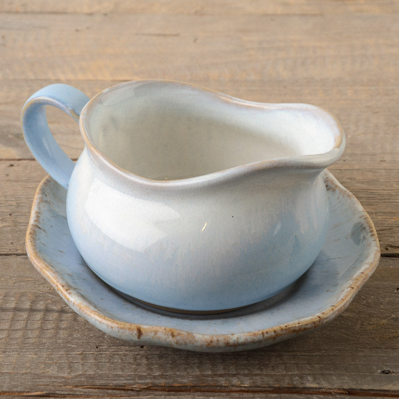 Etta B Pottery GRAVY BOAT SAUCER SET Wisteria