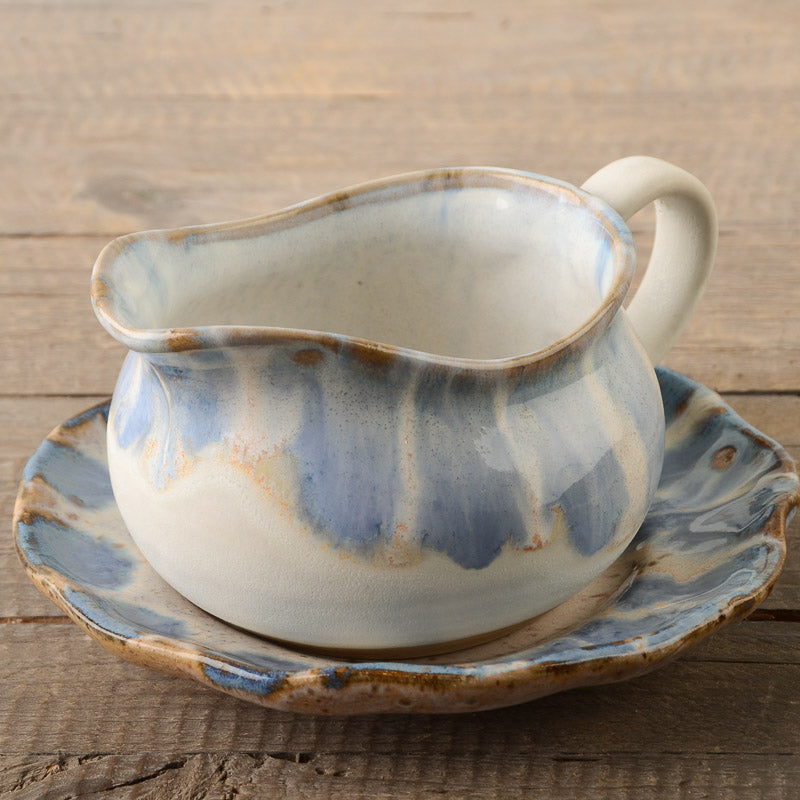 Etta B Pottery GRAVY BOAT SAUCER SET Blue Willow