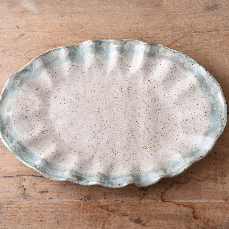 Etta B Pottery FLUTTERED OVAL PLATTER Hydrangea