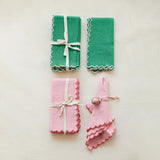 STITCHED EDGE SCALLOPED NAPKIN SET OF 4