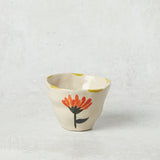 Creative Co-op STRIPED RIM FLOWER STONEWARE CUP Green