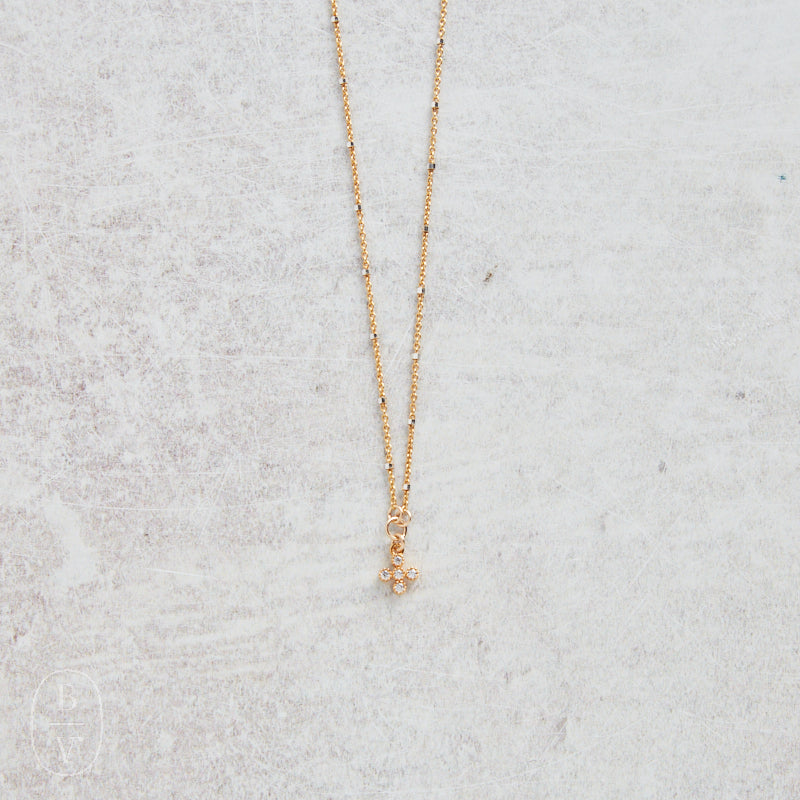 CV Designs CLEAR CZ CROSS NECKLACE - CVNTCZC