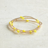 eNewton Design SIGNATURE CROSS SMALL GOLD PATTERN BEAD BRACELET Canary 2mm