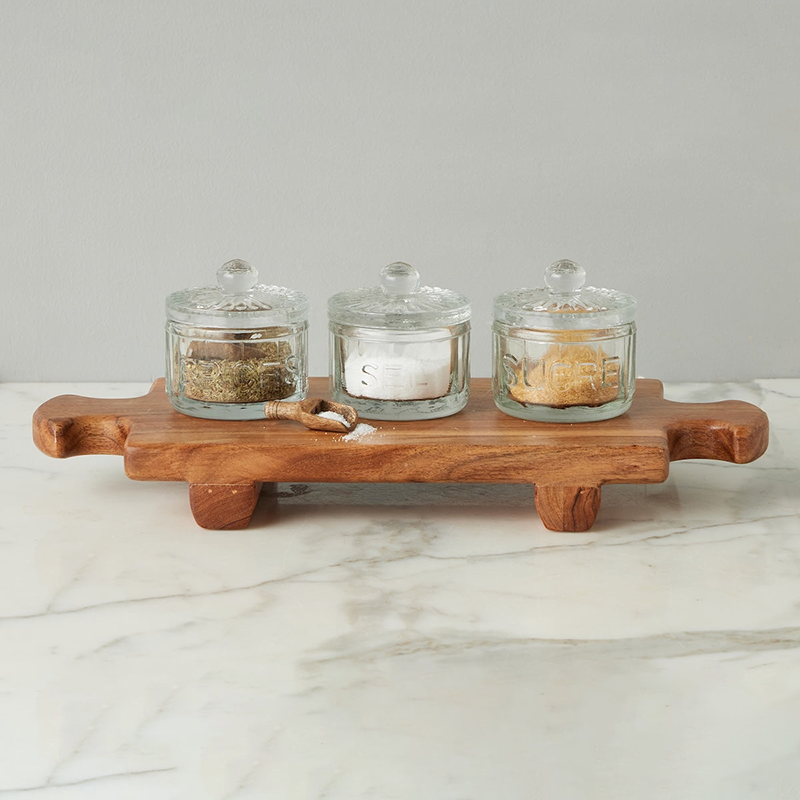 Europe 2 You NORMANDY WOOD RISER FOOTED TRAY