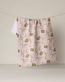 FLOWER TILES PINK TEA TOWEL