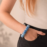 Golden Stella CHUNKY MARBLE BEADED STRETCH BRACELET Blue