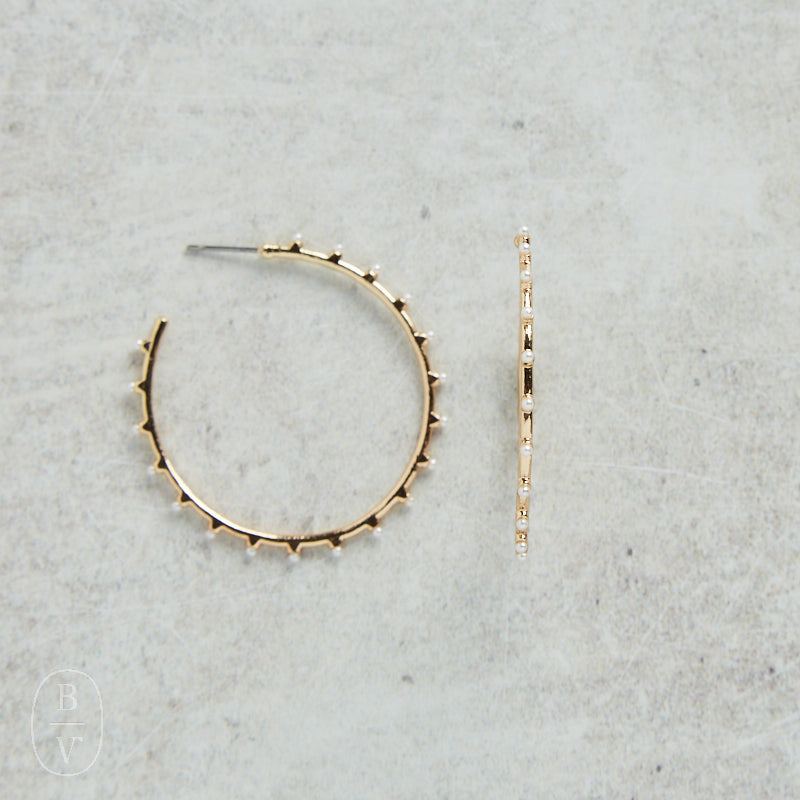 CV Designs PEARL STUDDED HOOP EARRINGS - CVCZPE