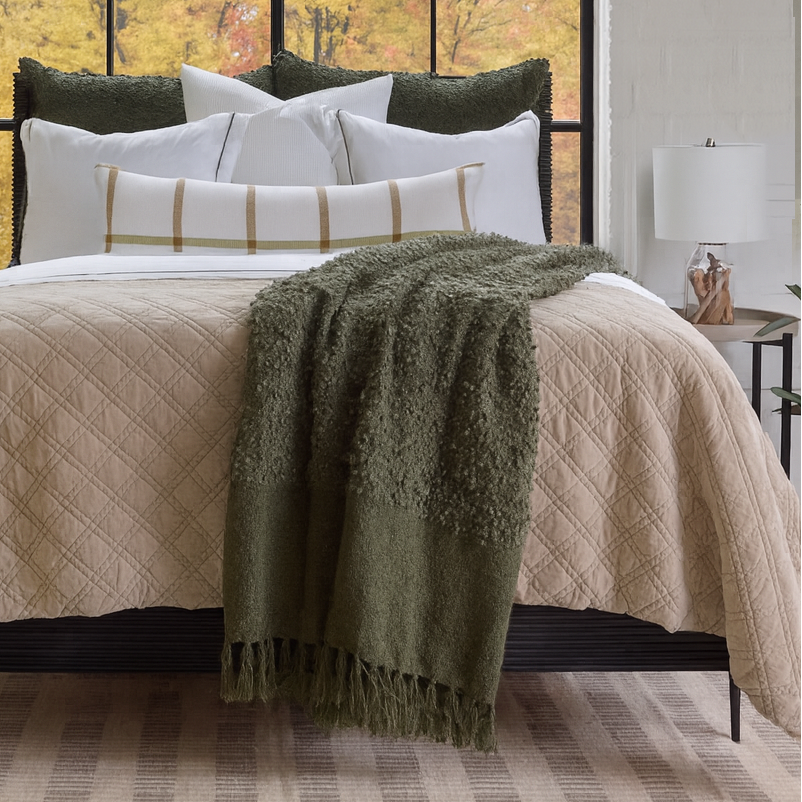 Pom Pom At Home MURPHY OVERSIZED THROW Moss 60 x 90