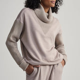 Varley HANNAH COWL NECK SWEAT Taupe Marl