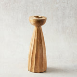 Bloomingville MANGO WOOD PLEATED TAPER CANDLE HOLDER Large